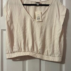 Women's Cream V-Neck Top